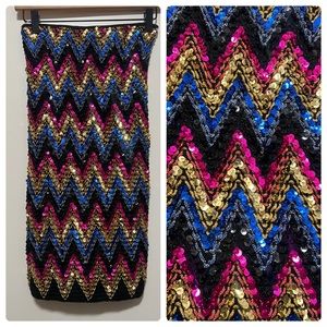 Fashion Nova Wanna Be Like Me Sequin Dress Multicolor Strapless XS NWT